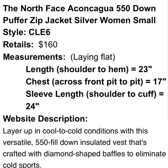 The North Face Aconcagua 550 Down Puffer Zip Jacket Women's Size Small - Picture 9 of 10